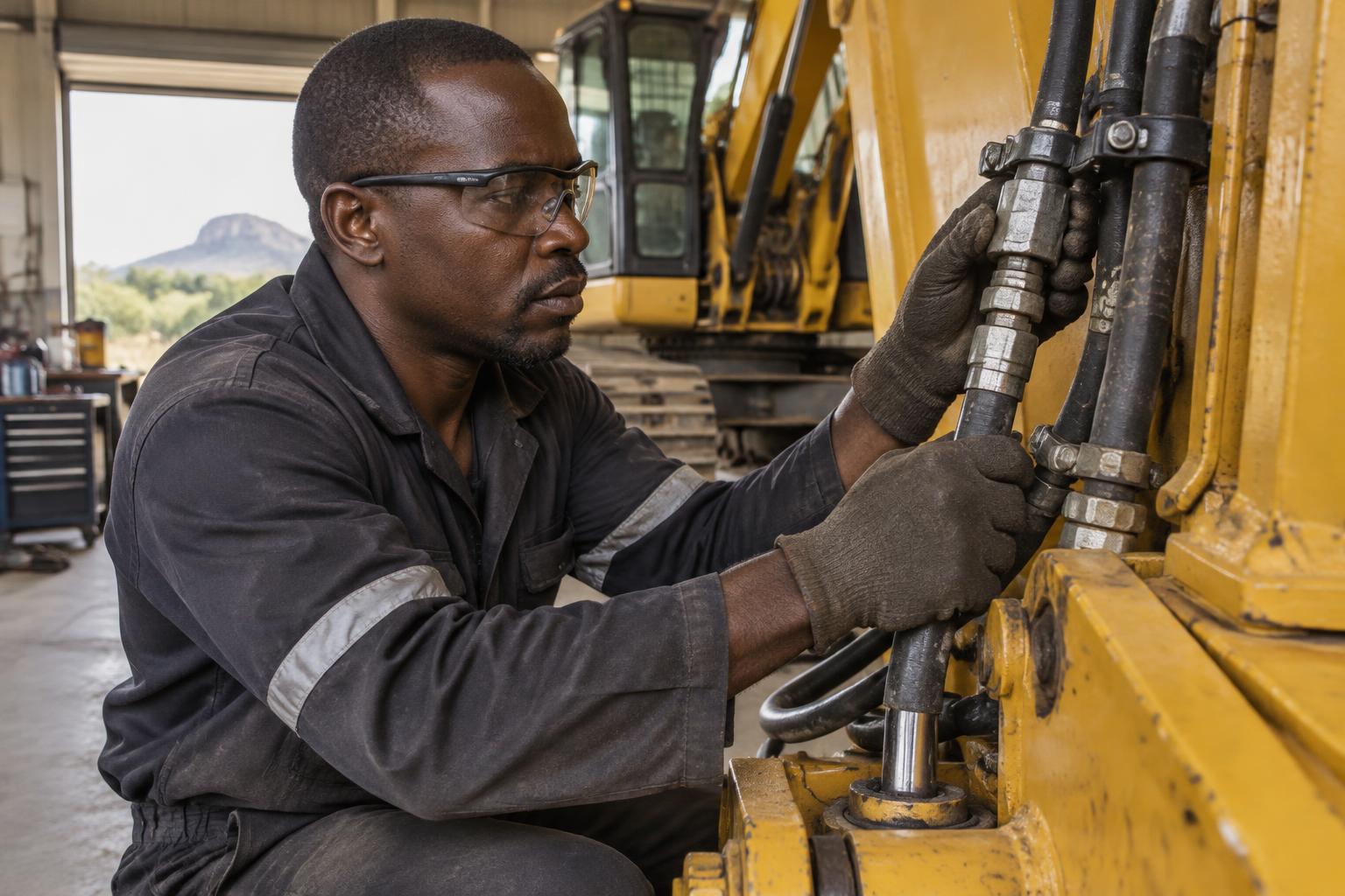 Hydraulic hose maintenance on heavy equipment
